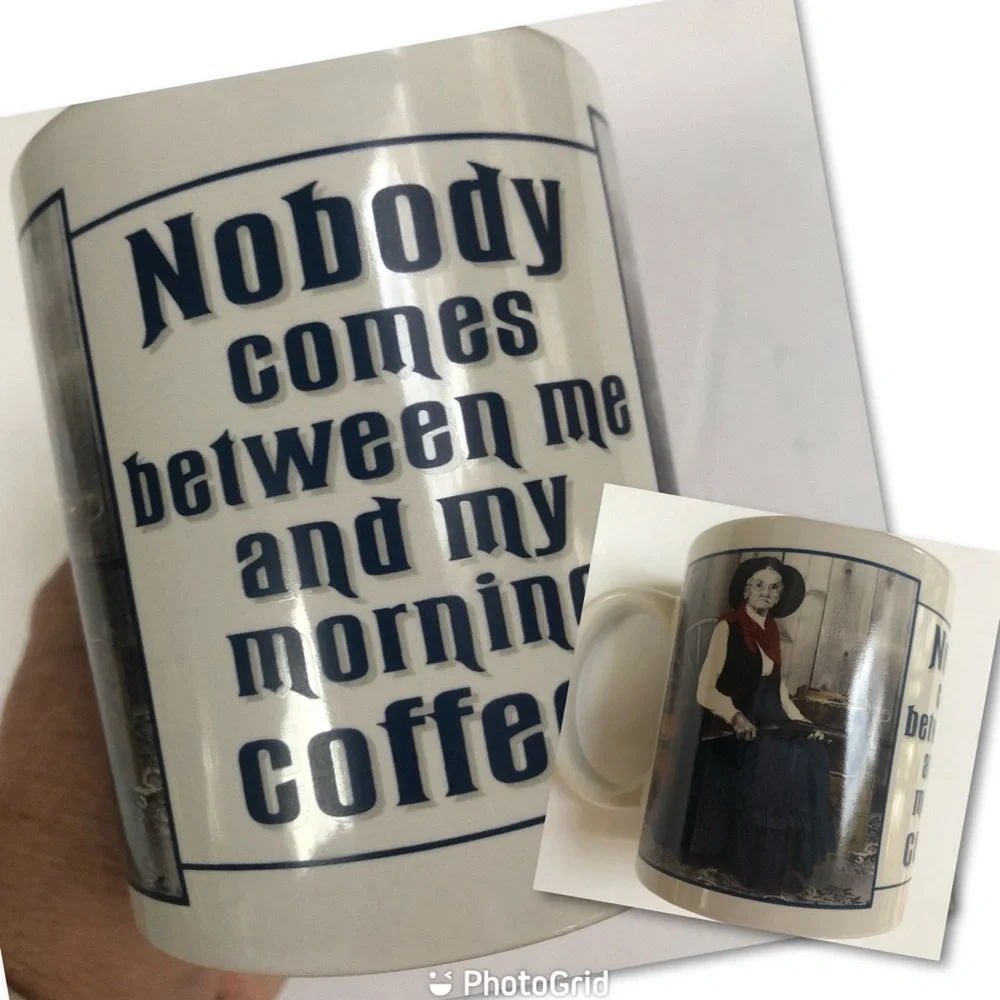 No One Comes Between Me & My Morning Coffee Western Lady Holding Gun‎ Funny Mug